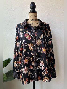 Cece Floral Button Front Blouse Size 2X